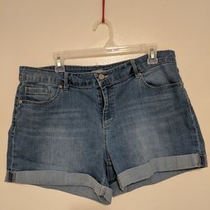 Cuffed Medium Wash Denim Shorts